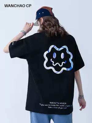 WANCHAO CP summer elf Smiley laser T-shirt ins men and women same loose couple short sleeve t-shirt