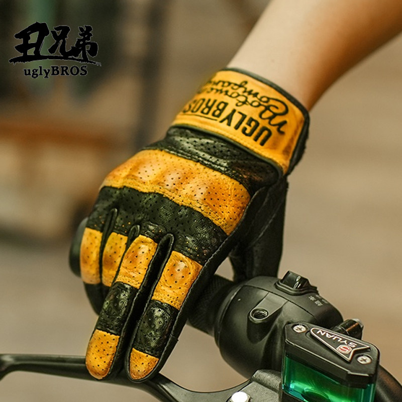 uglybros ugly brothers motorcycle riding gloves motorcycle summer breathable sheepskin anti-fall retro touch screen for men and women