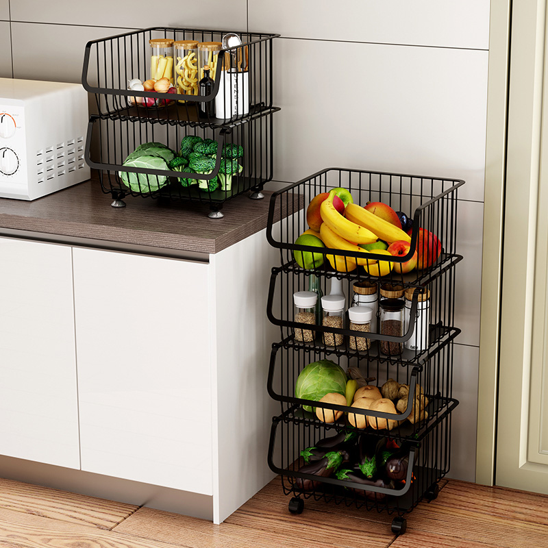 Kitchen shelving floor multilayer vegetable containing layer rack Vegetable Basket Shelf Multifunctional Household Fruit And Vegetable containing basket