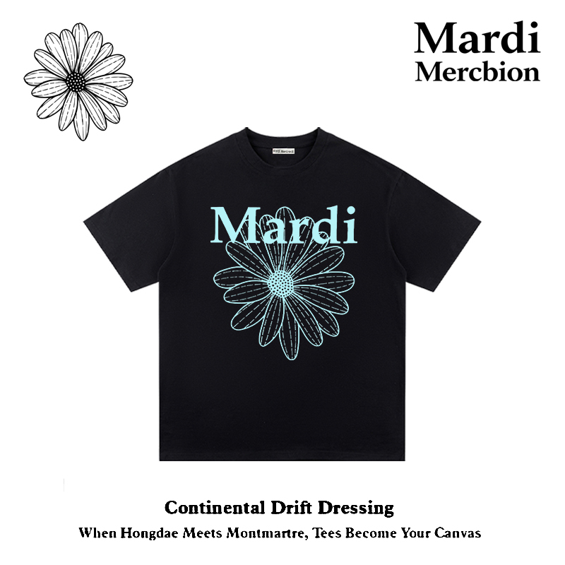 Mardi Mercbion Korean Authentic Small Daisy Letter Print Loose Casual Short-Sleeved T-Shirt Top for Women Mardi Mercbion Korean Authentic Small Daisy Letter Print Loose Casual Short-Sleeved T-Shirt Top for Women