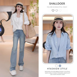 White Fake Two-Piece Long-Sleeve Shirt for Women, 2025 New Popular Summer Style, Niche Dopamine Dressing Top