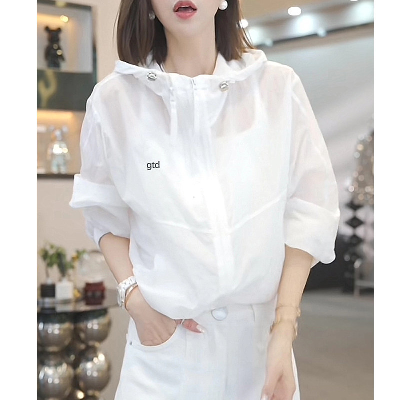 Anti-Uv Hooded Sun Protection Clothing for Women in Summer, Loose, Fashionable, Casual, Sports Sun Protection Clothing, Thin Jacket