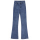 jeans booted ເລັກນ້ອຍສີຟ້າສໍາລັບແມ່ຍິງ, ພາກຮຽນ spring ແລະດູໃບໄມ້ລົ່ນ, ຂະຫນາດຂະຫນາດໃຫຍ່, ແອວສູງ, ກາງເກງກະທັດຮັດສໍາລັບເດັກຍິງທີ່ມີໄຂມັນ, ກາງເກງທີ່ມີຮູບໄຂ່ມຸກ