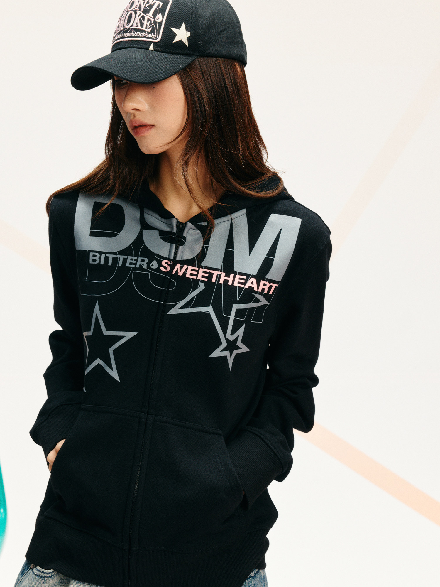 DONSMOKE Zip-Up Hooded Sweatshirt