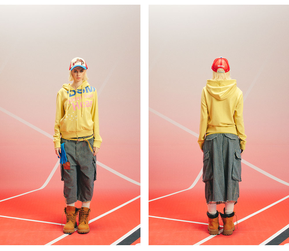 DONSMOKE Star Letter Print Yellow Hoodie