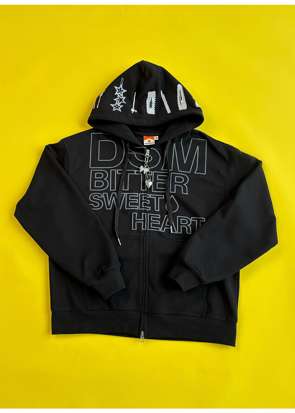 DONSMOKE Hooded Zip-Up Drop-Shoulder Sweatshirt