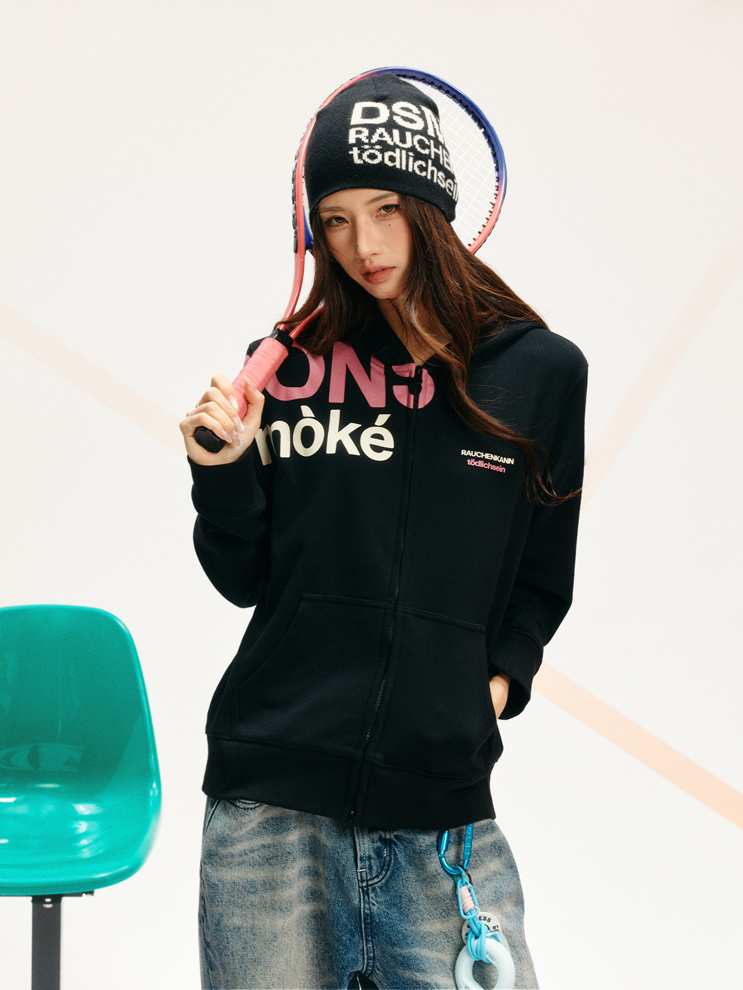 DONSMOKE Standard-Fit Slogan Hooded Sweatshirt
