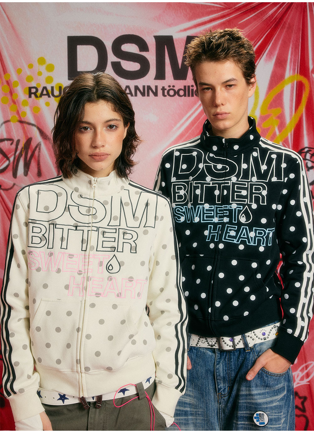 DONSMOKE Polka Dot Ribbon Stand Collar Sweatshirt