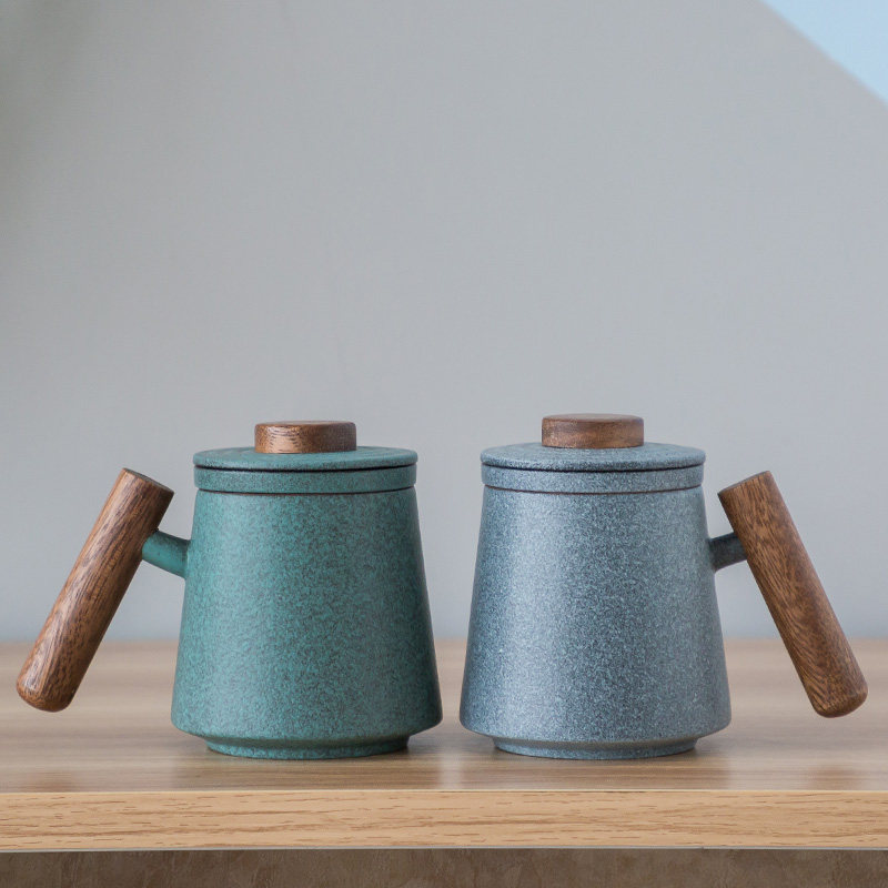 Porcelain ceramic tea cup filter office tea cup household filter tea cup with lid mug tea water separation cup