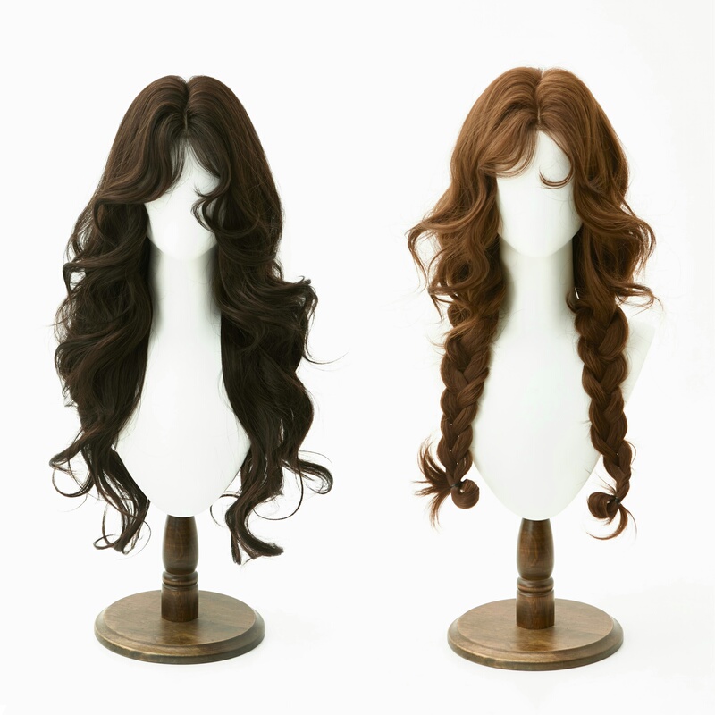 Wildman Treasure Hunt New Product【High-Quality Small Lace Series】Two-Tone Handmade Large Curly Baby Hair Bangs Wig Set