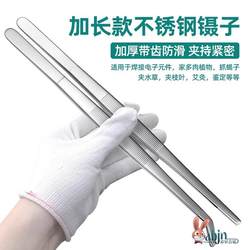 Stainless Steel Tweezers, Thickened and Hardened, Round Head with Teeth, Extended Length for Aquarium Maintenance, Aquatic Plant Clip, Dressing, Large Aquatic Plants, Extended Length