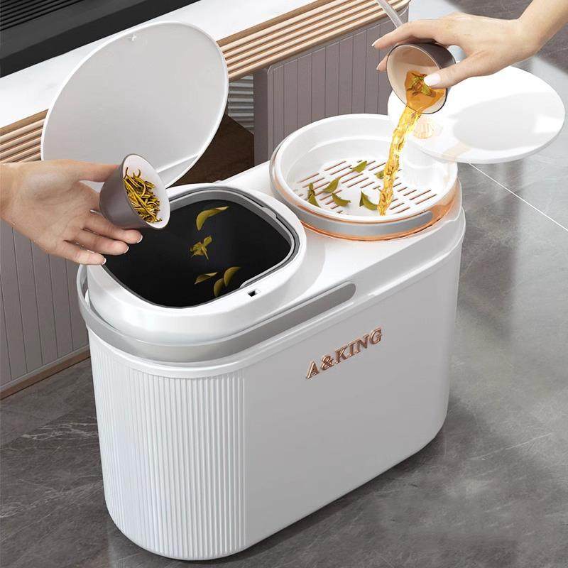 Japanese Imported High-End Tea Waste Separation Two-In-One Trash Can with Filter for Tea Dregs and Drainage Water, Specially Designed for Tea Tables