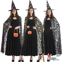 tranh halloween đơn giản Trang phục hóa trang Halloween trưởng thành nữ áo choàng cosplay hóa trang quần áo trẻ em phù thủy vàng Phù Thủy phù hợp với halloween2016