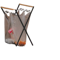 Home kitchen metal trash can garbage bag holder outdoor camping folding garbage rack storage rack barbecue stand