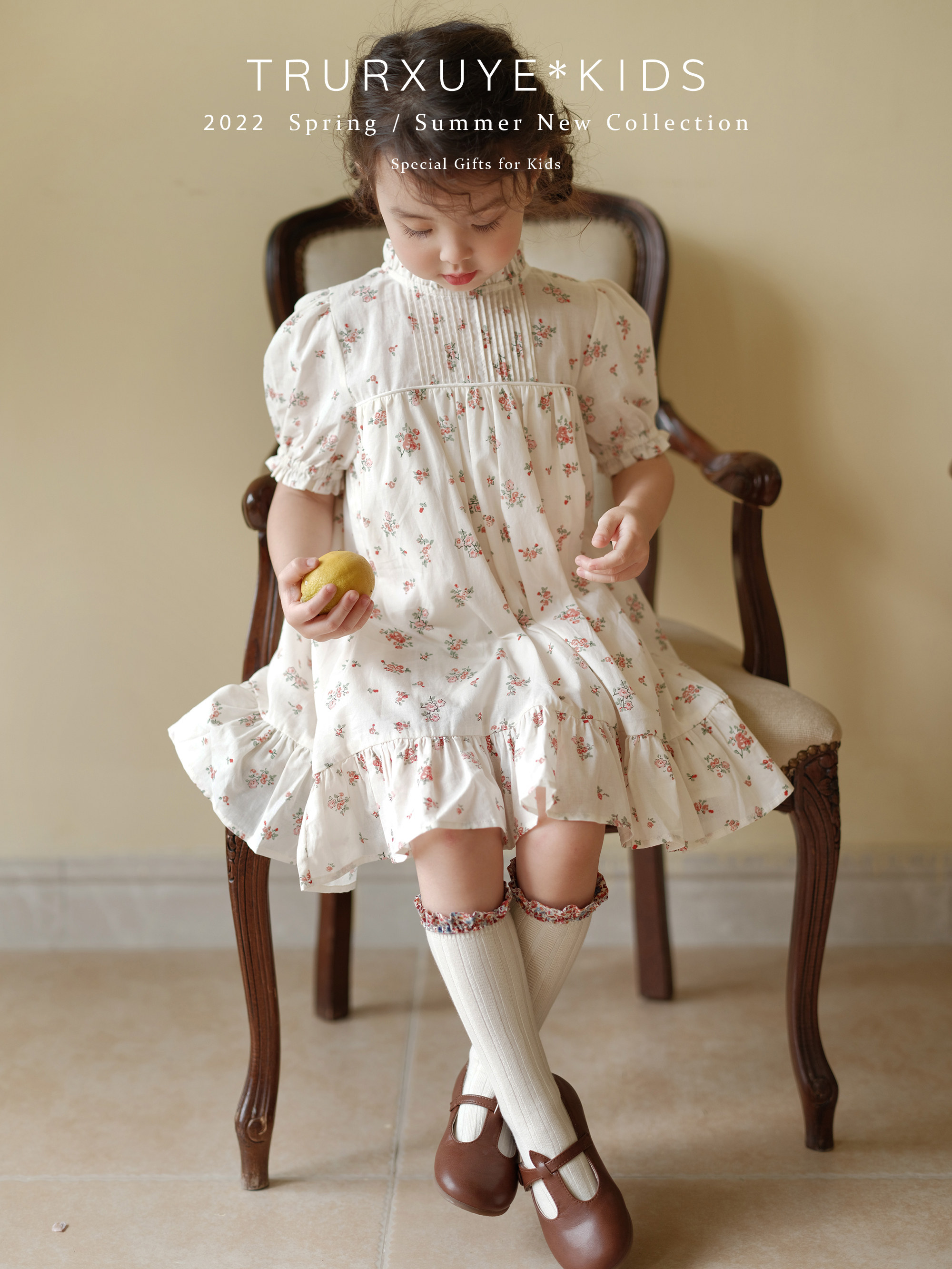 First Warmth 2022 Summer Rose Little Fresh Pure Cotton Girl Rose Print Foreign Dress Knitted Cardion Sunscreen