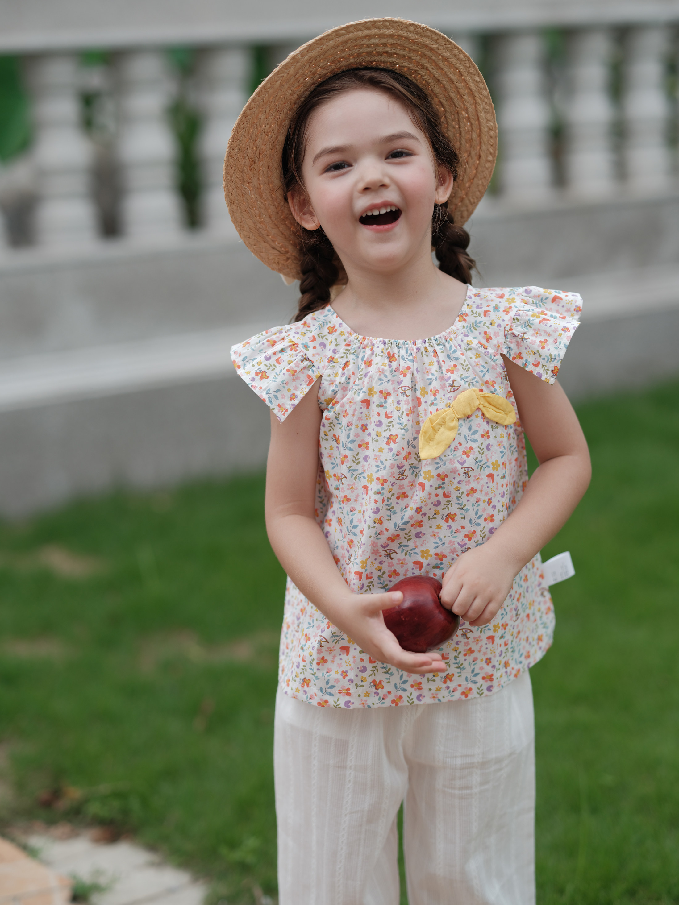 Chuxu 2022 early summer new girl's fresh small floral short-sleeved baby girl 1 4-inch socket wrench sleeve vest top