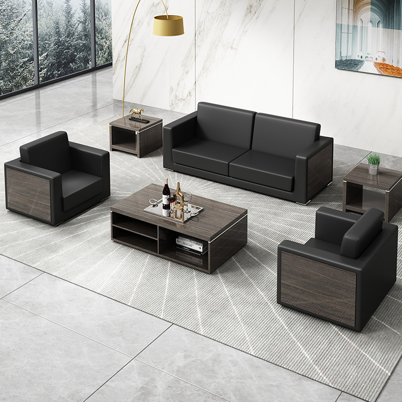 Office sofa simple sofa coffee table combination simple modern office business reception three people rest area sofa