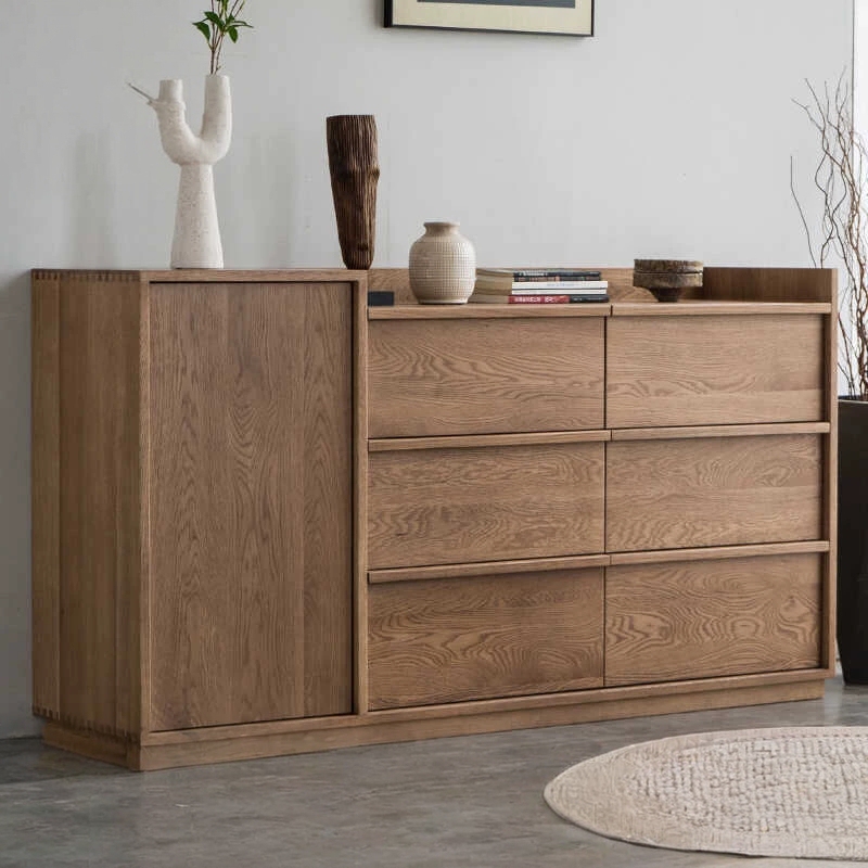 Nordic Solid Wood Nine-Drawer Cabinet, Japanese-Style Minimalist Storage Cabinet, Living Room and Bedroom Drawer Cabinet, Drawer Storage Cabinet