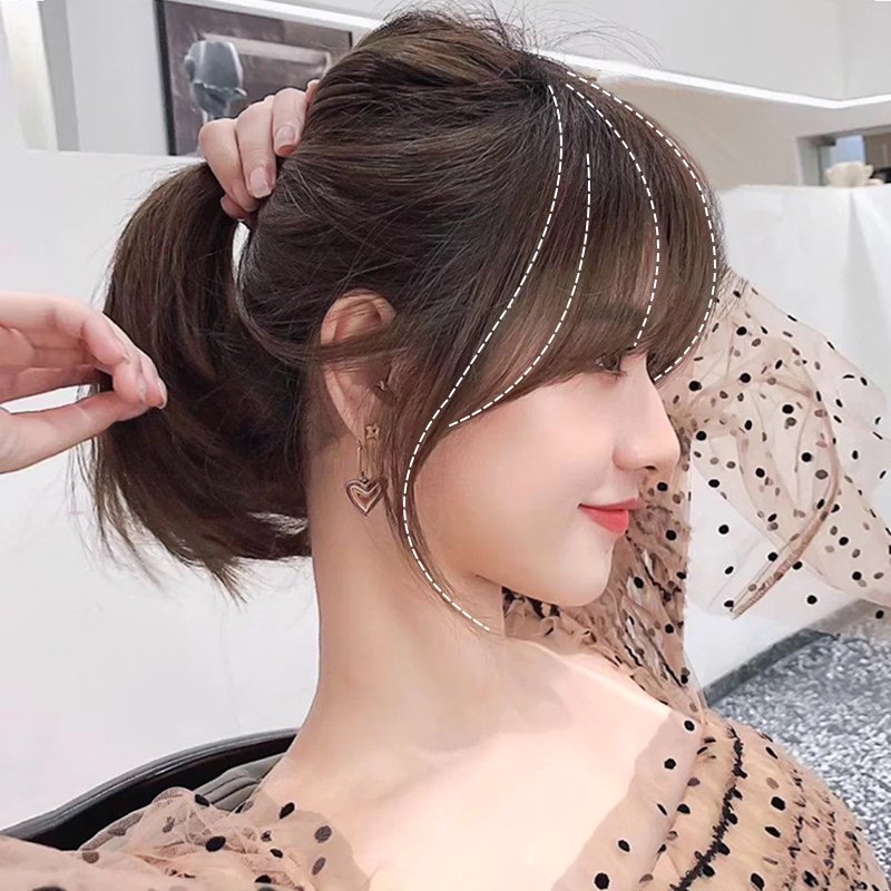 Legal Air Liuhai Wigs Women's Net Red Fake and Natural Invisible and Genuine Hair Girl 8 Words for a Face Wig Piece