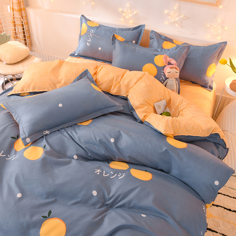 Nina plain washed cotton bed bedding Four sets of bed linen quilt Students Dormitory Quilt with single female mill Mao Three sets Winter