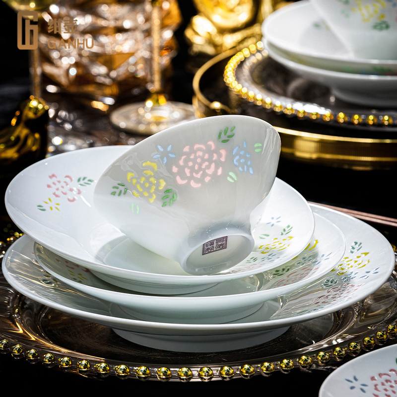 Canghu Jingdezhen Tableware Set High-End Chinese Style 2026 New Model Household High White Porcelain Exquisite Household Bowls and Plates