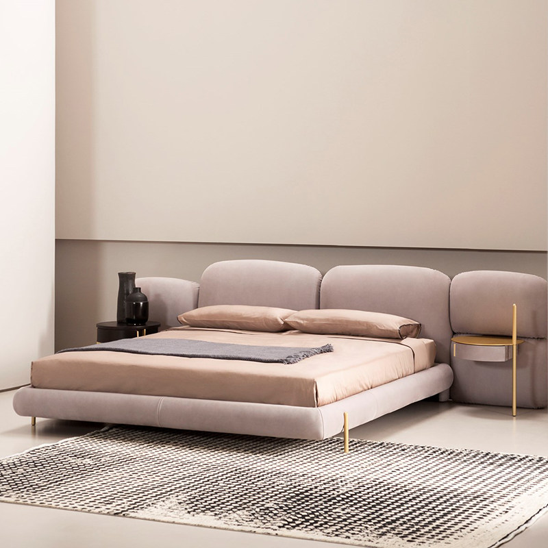 Modern minimalist cloth art bed master bedroom Nordic light extravaganza 1 8 m Double soft bag small family style extremely minimalist cloud bed