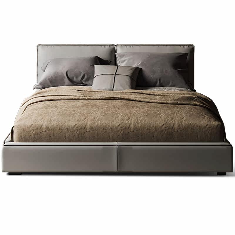 real leather bed master bedroom modern minimalist designer wedding bed floor bed large bed ideolar minimalist head nappa leather bed