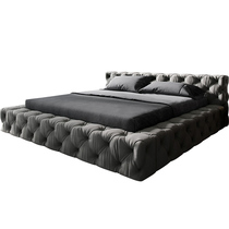 Italian light luxury Net red skin bed ins girl bedroom bed modern atmosphere High End master bedroom wedding bed Princess pull button bed