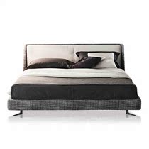 Leather bed Modern minimalist master bedroom Nordic double bed high-end small apartment Italian minimalist wedding bed soft bag queen bed
