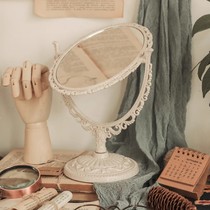 Retro princess makeup mirror dresser desktop mirror desktop dormitory student high-definition beauty mirror double-sided mirror palace