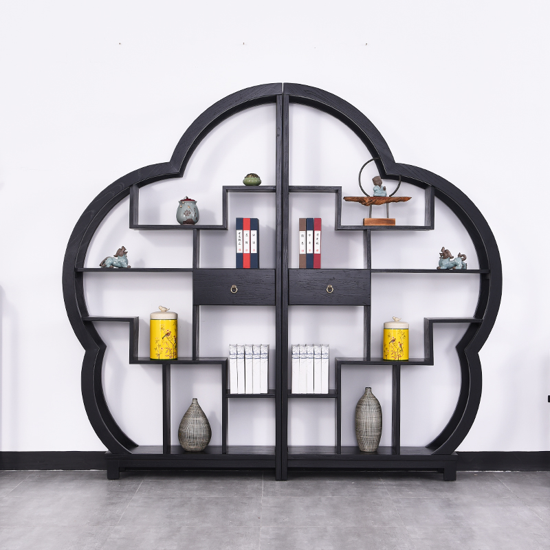 New Chinese Bogu Shelf Solid Wood Chinese Simple Duobao Pavilion Zen Bookshelf Shelf Decorative Cabinet Partition Furniture