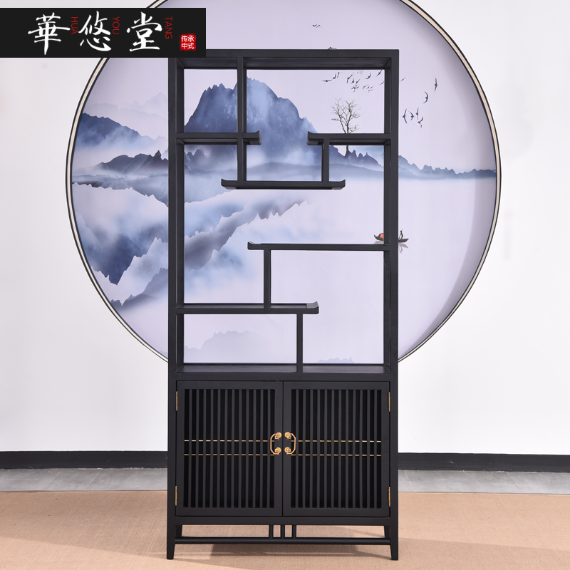 New Chinese style solid wood Bogu shelf Chinese style minimalist Zen bookshelf rack Duobaoge classical furniture B&B hotel