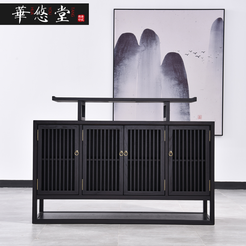 New Chinese-style solid wood porch cabinet Chinese-style Zen neo-classical porch table partition cabinet dining cabinet hotel homestay furniture