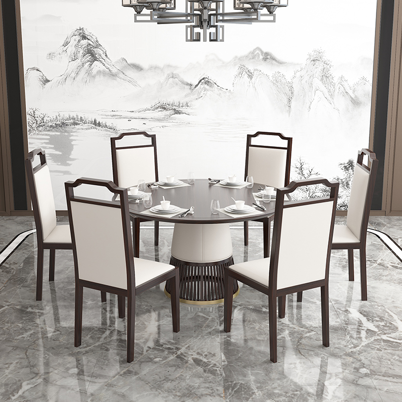 New Chinese-style dining table and chairs home small apartment solid wood Wujinmu high-end villa simple light luxury dining room hotel furniture