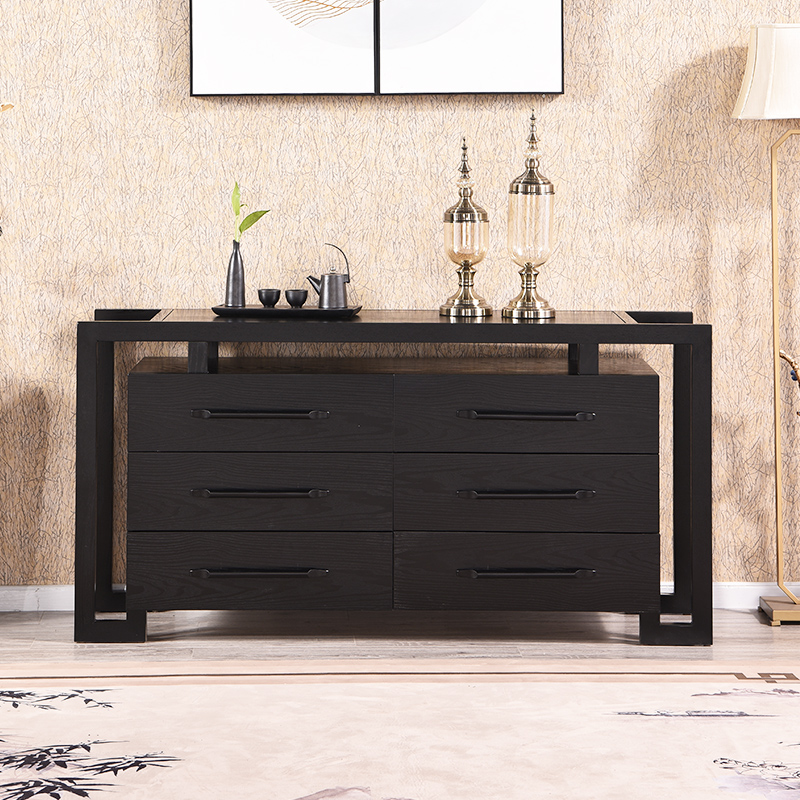 New Chinese style solid wood entrance cabinet simple Chinese style entrance table Zen decorative cabinet storage cabinet dining cabinet furniture customization