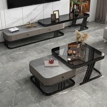 Slate coffee table living room home light luxury modern new small apartment simple floor-standing glass coffee table TV cabinet combination