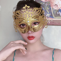 Mask half-face female sexy makeup prom party princess goddess Halloween Fake Face Live Prop Crown Face Mask