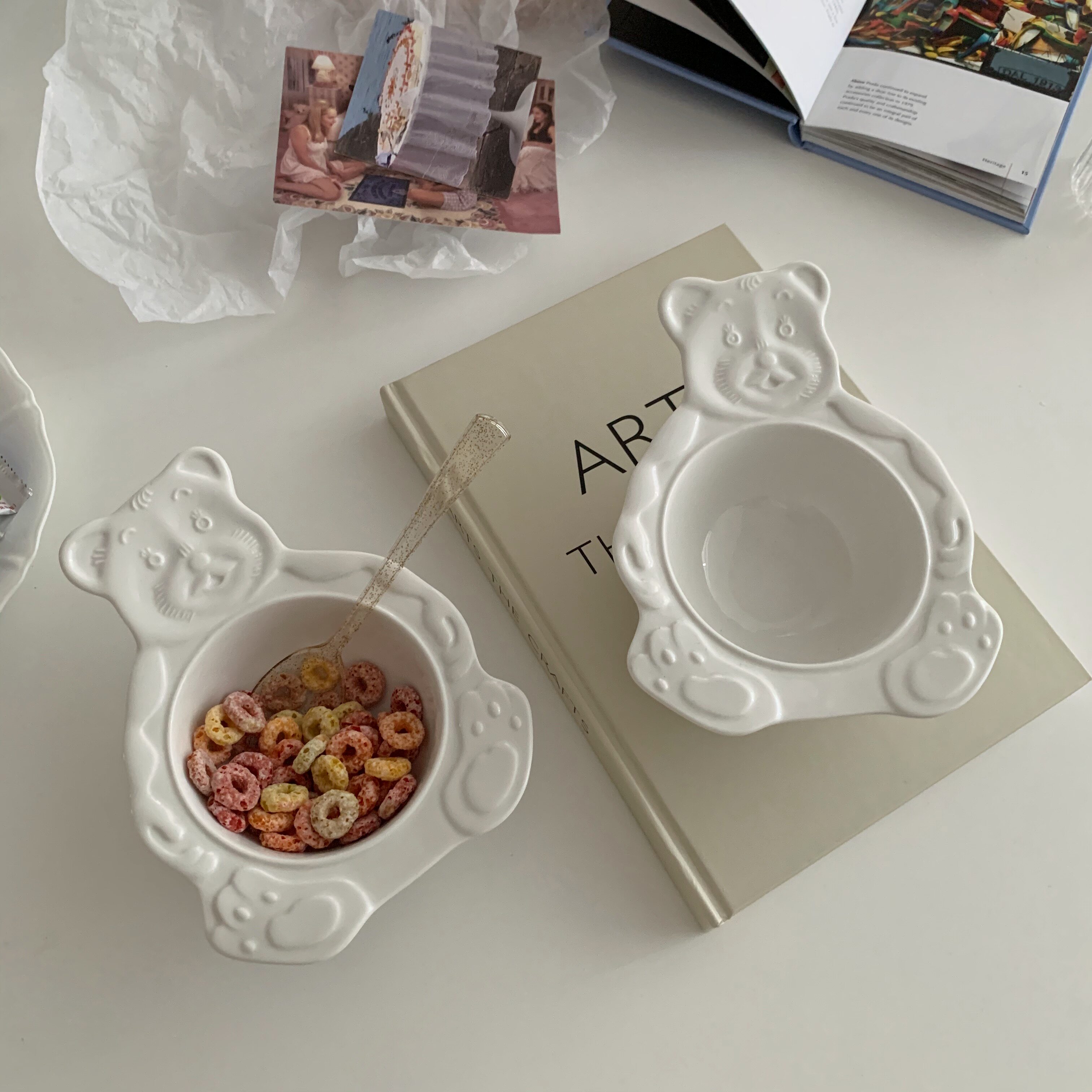 Bread and kitty Good weather Inwind Cute Little Bear Styling ceramic bowls One person Salad Bowl Breakfast Bowl
