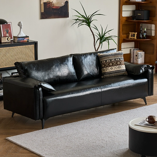 Черный современный и минималистичный ретро диван для спальни для двоих