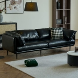 Кожаный диван гостиная итальянская минималистская обработка общественного приема ретро -масляного воска