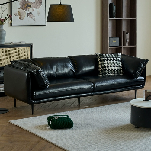 Кожаный диван гостиная итальянская минималистская обработка общественного приема ретро -масляного воска