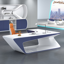 White paint boss President Office table and chair modern design sense simple light luxury manager supervisor single large class