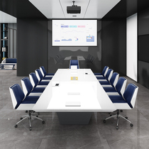 Paint conference table long table simple modern furniture white medium and large negotiation table conference room office table and chair combination