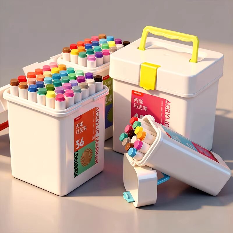 晨光丙烯马克笔学生用24色细杆水彩笔套装可叠色绘画套装