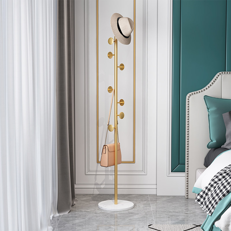 Wrought iron marble coat rack Floor hanger cabinet Simple bedroom household clothes bag storage Simple modern