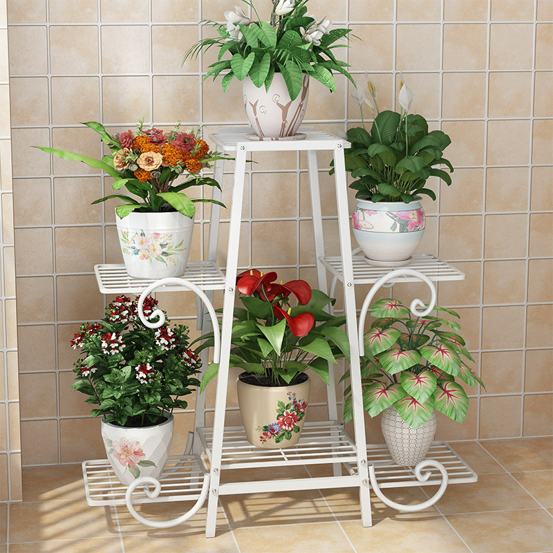 Flower Shelf Multilayer Home Balcony Decoration Rack Iron Art Living Room Province Space Flower Pot Landing Style Gold Gindoor Special Price