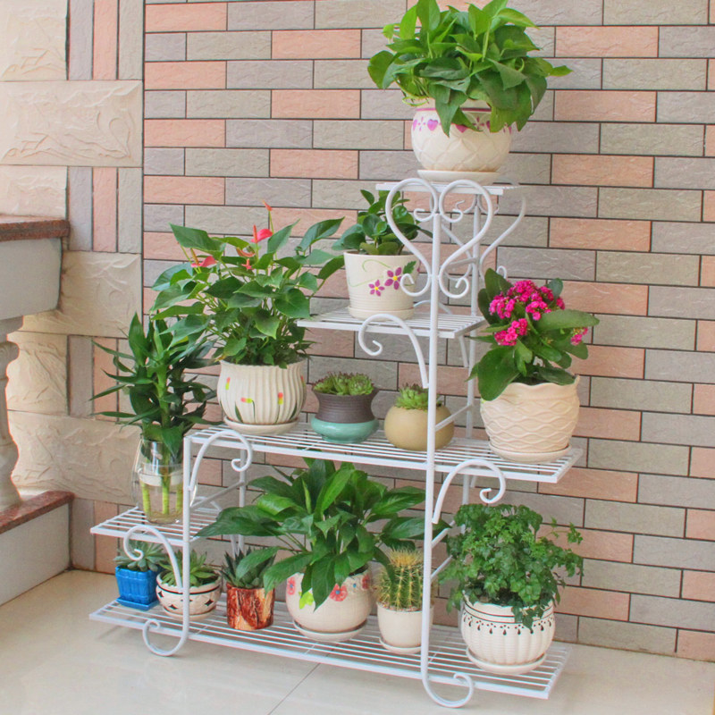 Household balcony shelf flower shelf multi-layer indoor wrought iron succulent living room space-saving flower pot floor-standing special offer