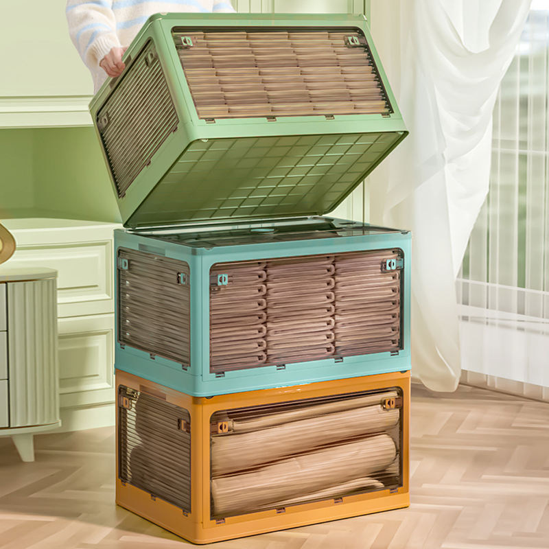 Sky Rat Containing Box Home Transparent Plastic Folding Wardrobe Clothes Clothing Clothes Toy Book Storage Box Finishing Crate