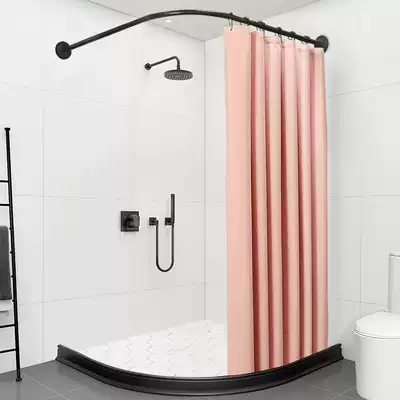 Magnetic shower curtain shower room dry and wet separation bathroom dressing room partition curtain arc Rod set no hole with magnet