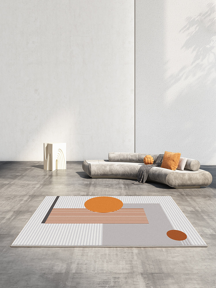 (One blanket one painting)Modern simple Nordic light luxury Orange living room carpet Coffee table blanket Bedroom bed blanket Summer